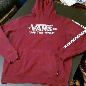 Vans, Burgundy Checkered Sleeve Hoodie, Size Large Girls, Size S/M in Womens